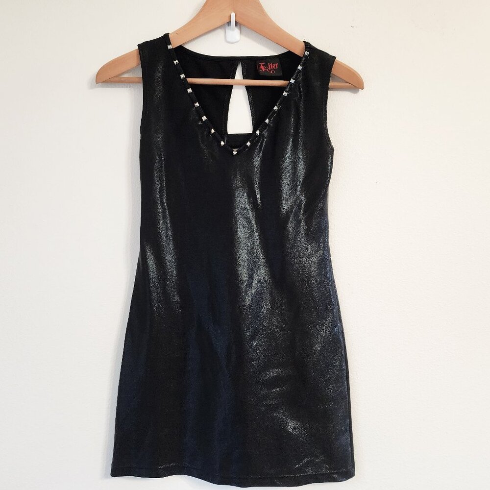 Folter Mini Tank Dress Cut Back Pike Meta embellish Black Sz S Goth Punk Witches